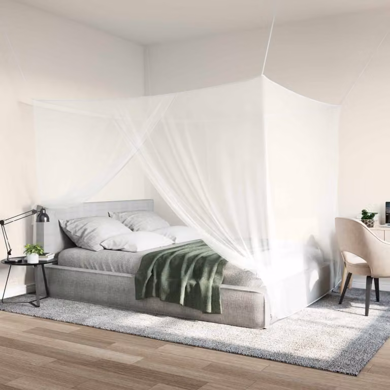 Set di 3 reti per zanzare vidaXL per adulti in poliestere bianco 156 mesh