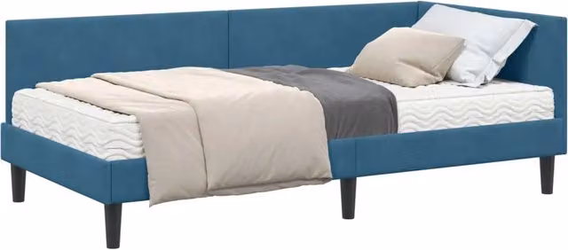 Letto singolo | Letto per adulti | Struttura Letto Angolare con Materasso Altro 2 pcs Blu Velluto