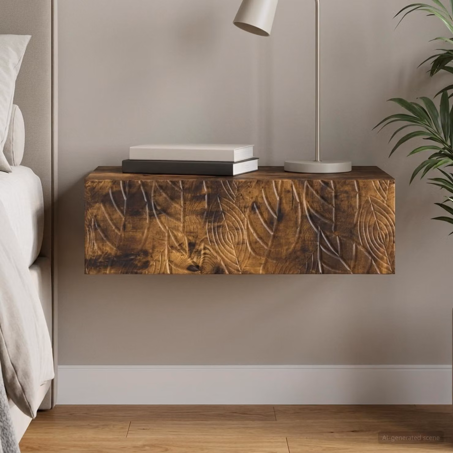 vidaXL Tavolino da Parete Laterale Moderno in Rovere Fumo L: 87,5 cm, P: 34,5 cm, H: 17 cm
