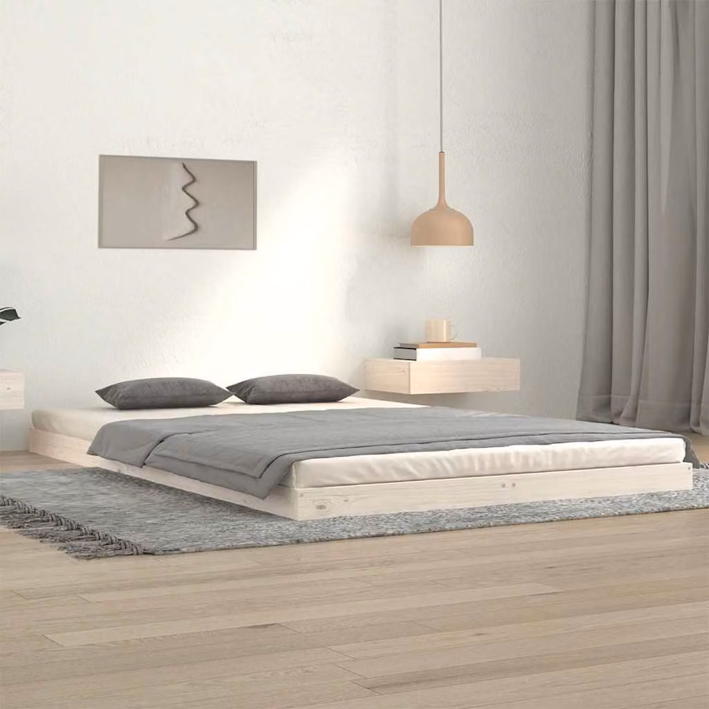 vidaXL Giroletto in legno massello di pino bianco con doghe fisse L/P/H: 203.5 x 120 x 124 cm – 1