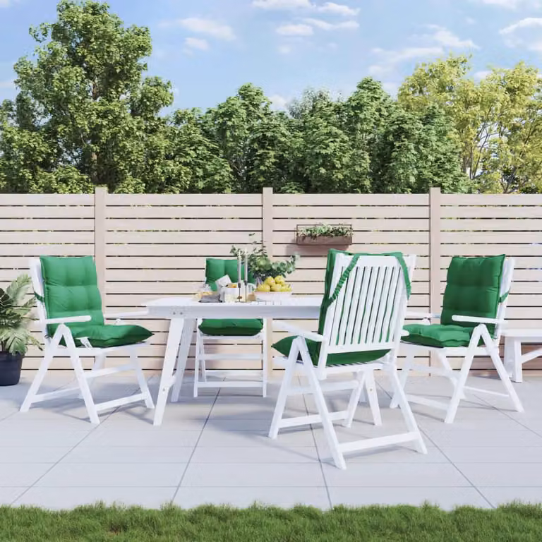 Set di 4 cuscini per sedia con schienale basso vidaXL in tessuto Oxford verde, impermeabili e traspiranti