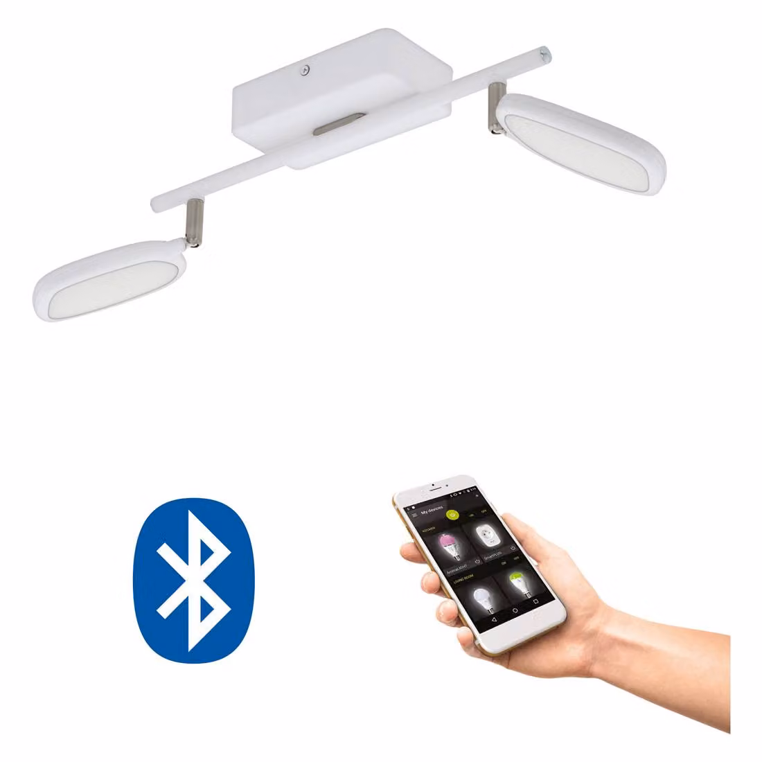 EGLO Palombare-C, illuminazione puntuale intelligente, bianco, alluminio, plastica, acciaio, 2700 K, 6500 K, 600 lm