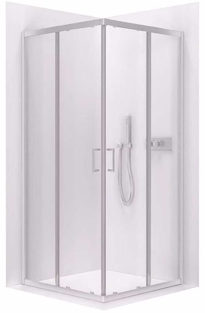 CERANO - Box doccia Fabrizio L/P - 5 mm - cromato, vetro trasparente - 90x90x195 cm - scorrevole