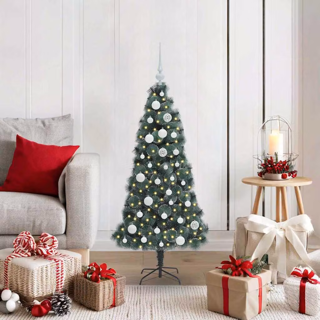 Maison Exclusive - Albero di Natale artificiale illuminato con set di palline verdi