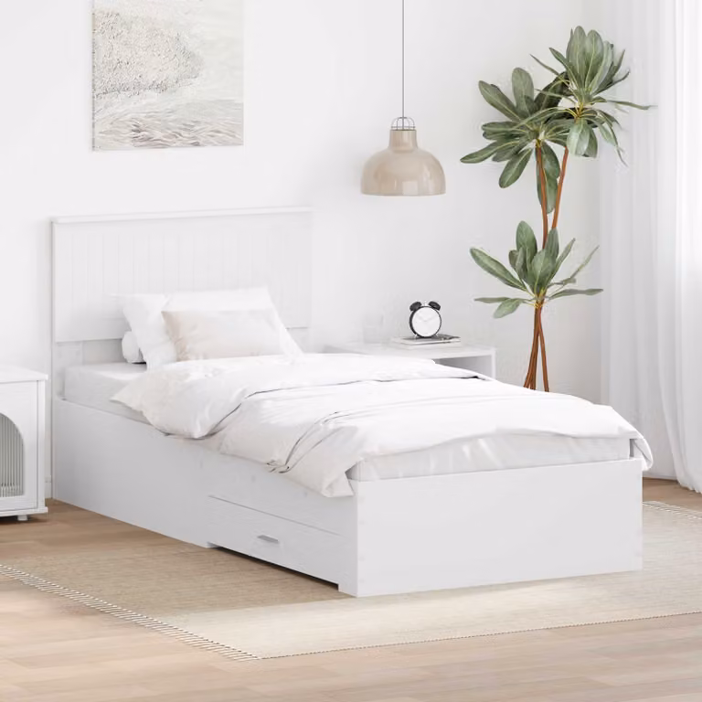 Struttura del letto moderna vidaXL in legno ingegnerizzato bianco con cassetti L/P/H: 190 x 90 x 93 cm