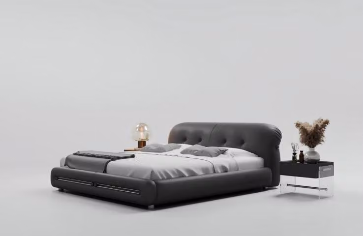 Polsterbett Schwarz Modernes Design Komfort Schlafen Stilvolle Luxusbett Bett