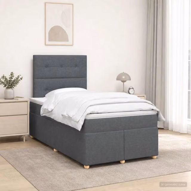 Letto box spring con materasso Grigio Scuro 120 x 190 cm 3453838