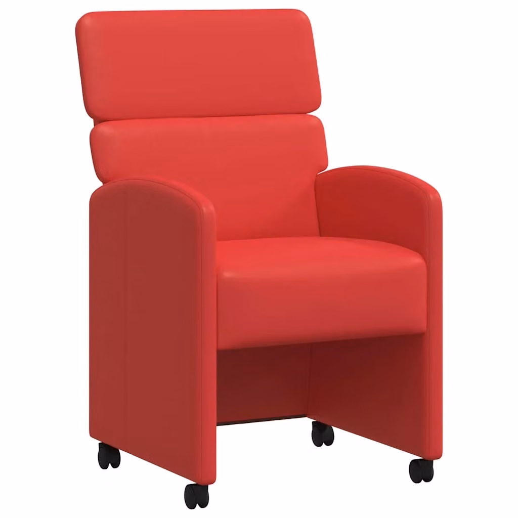 Set di 2 sedie da pranzo vidaXL con ruote in pelle sintetica rossa L 58 cm x P 65 cm x H 98 cm – 2
