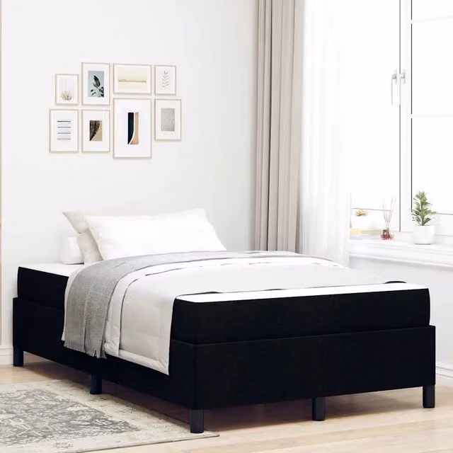 Letto a molle moderno vidaXL in tessuto nero L: 120 cm, P: 200 cm