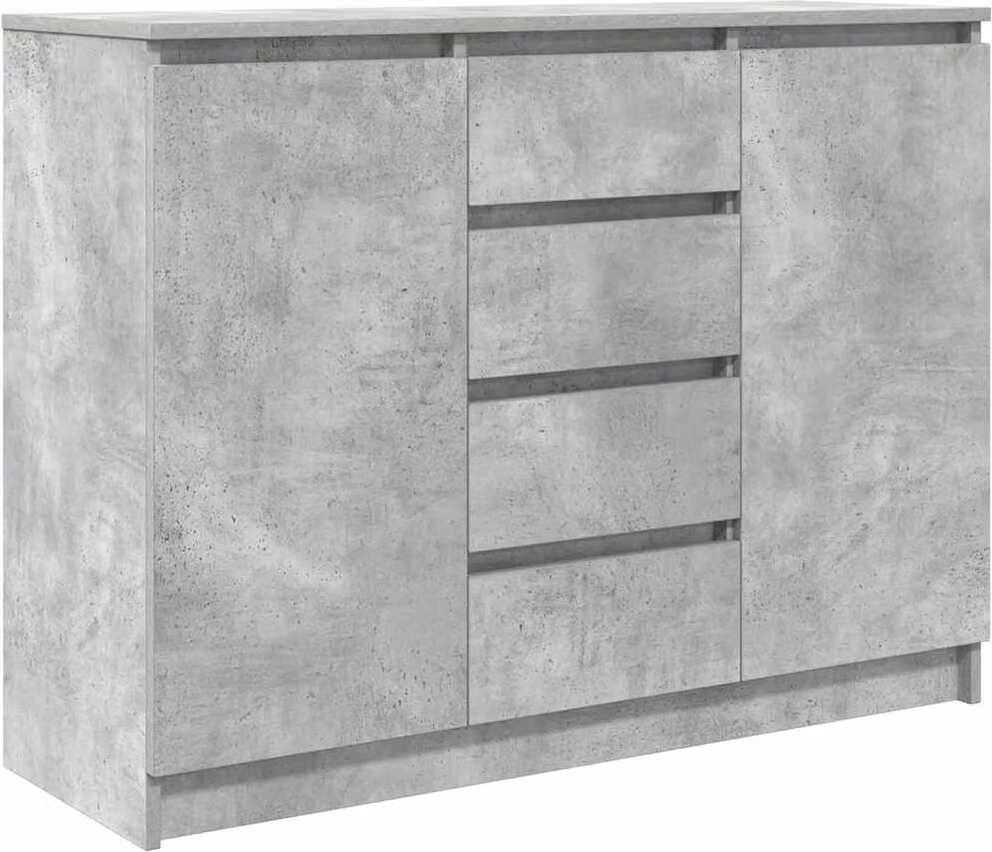 Credenza con Cassetti Grigio Cemento 100,5x35x76 cm Truciolato