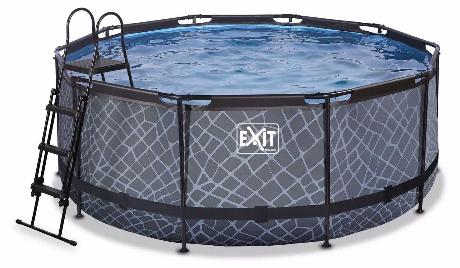 Piscina fuori terra EXIT Stone con telaio, ø360, con pompa di filtraggio, rotonda, grigia