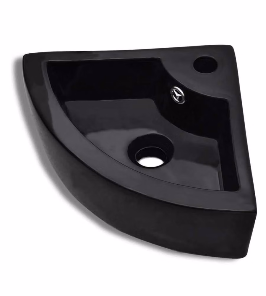 Lavandino da appoggio in ceramica con troppopieno vidaXL Nero L: 45 cm, P: 32 cm, H: 12,5 cm – 2