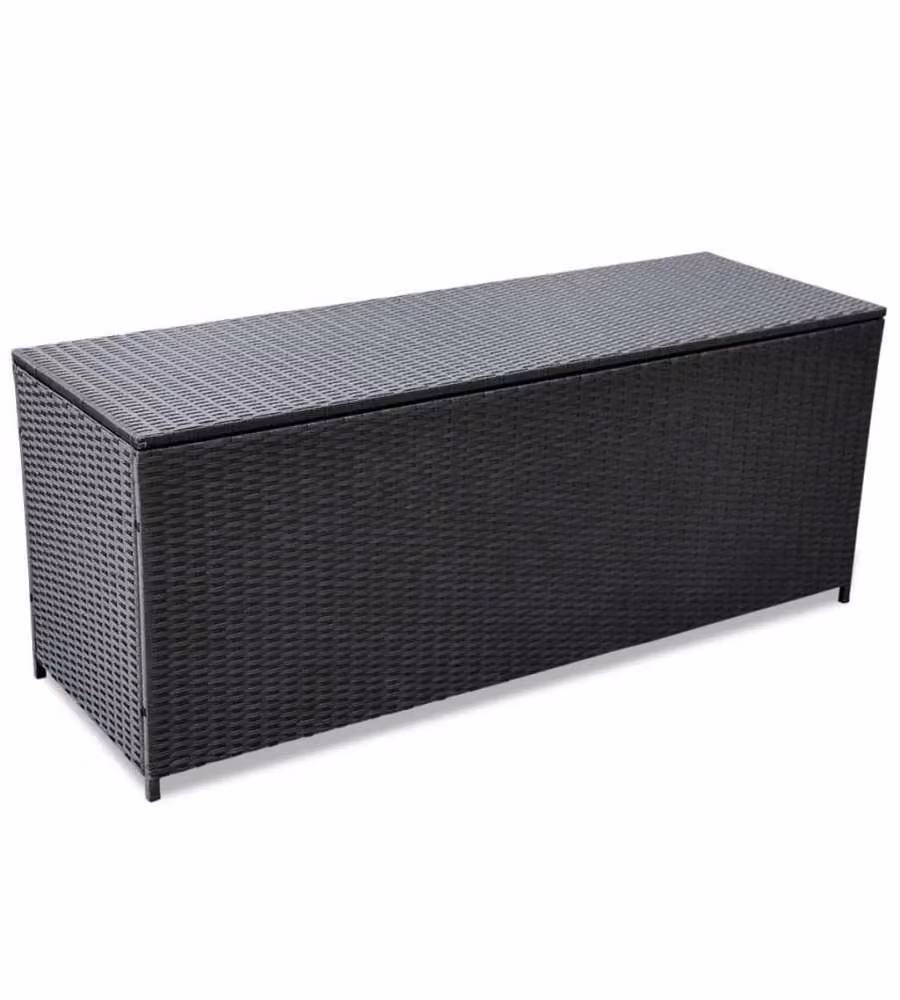 Baule da Giardino Nero 150x50x60 cm in Polyrattan