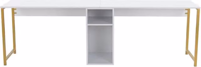 Scrivania in legno "Twin Study Desk" - 240 x 60 x 74 cm - Bianco oro