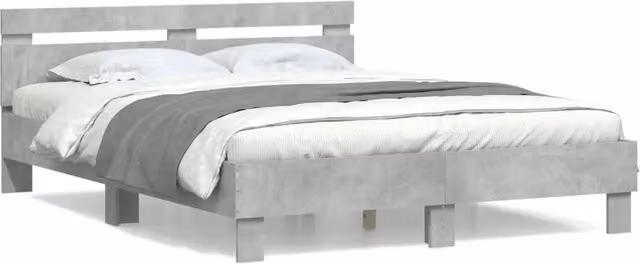 Letto matrimoniale moderno con testiera in legno multistrato grigio cemento L/P/H: 140 x 190 x 70 cm – 1