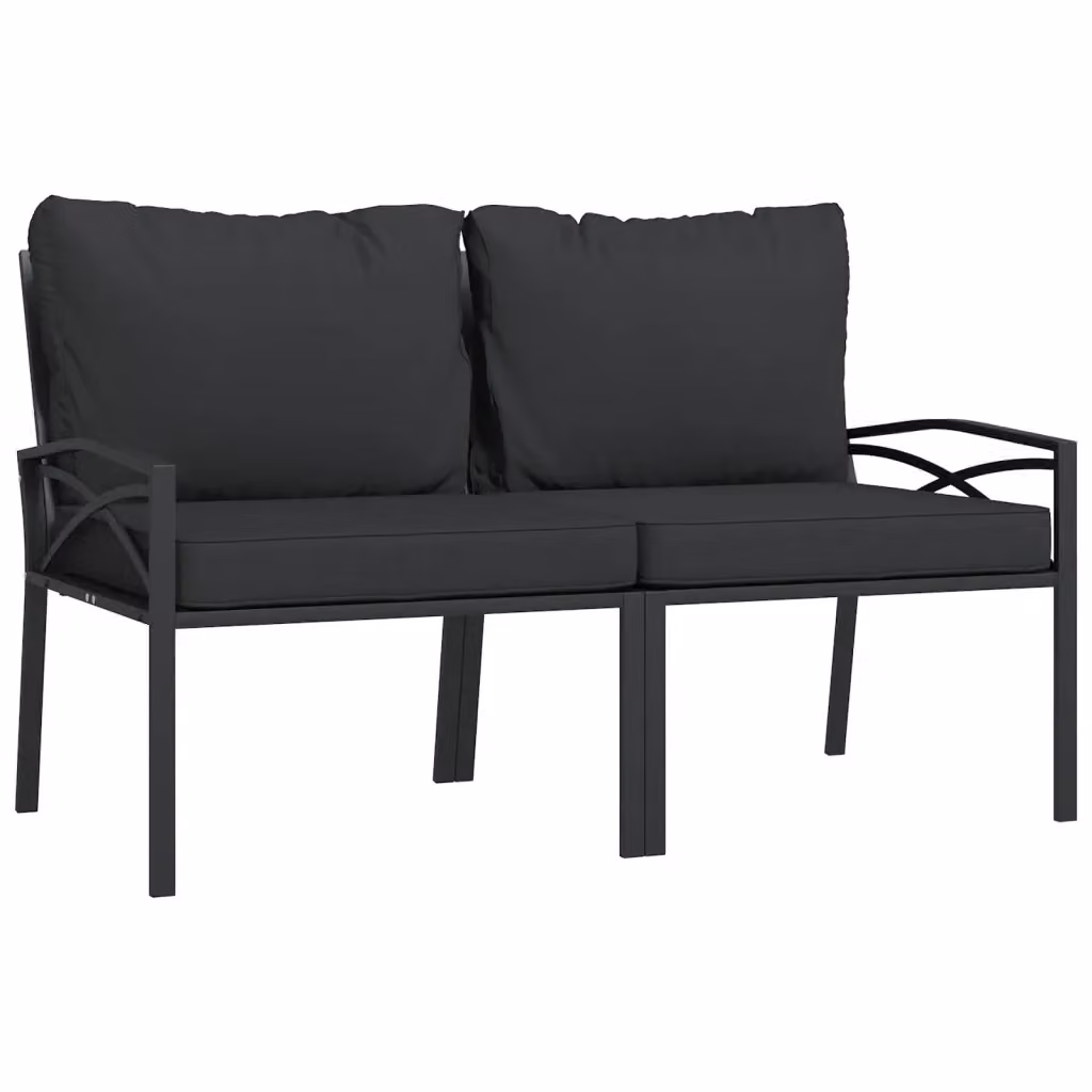 Set di 2 sedie da giardino vidaXL con cuscini grigi in acciaio verniciato a polvere L: 62 cm, P: 75 cm, H: 79 cm