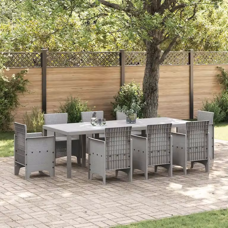 Tavolo da giardino rettangolare vidaXL in polyrattan grigio chiaro L: 250 cm, P: 100 cm, H: 73 cm