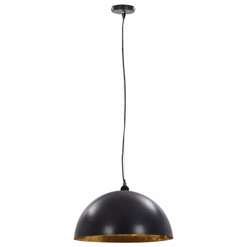 Set di 2 plafoniere semisferiche moderne HELLOSHOP26 in metallo nero e oro per soggiorno, L: 50 cm, P: 24,5 cm, H: 24,5 cm – 2