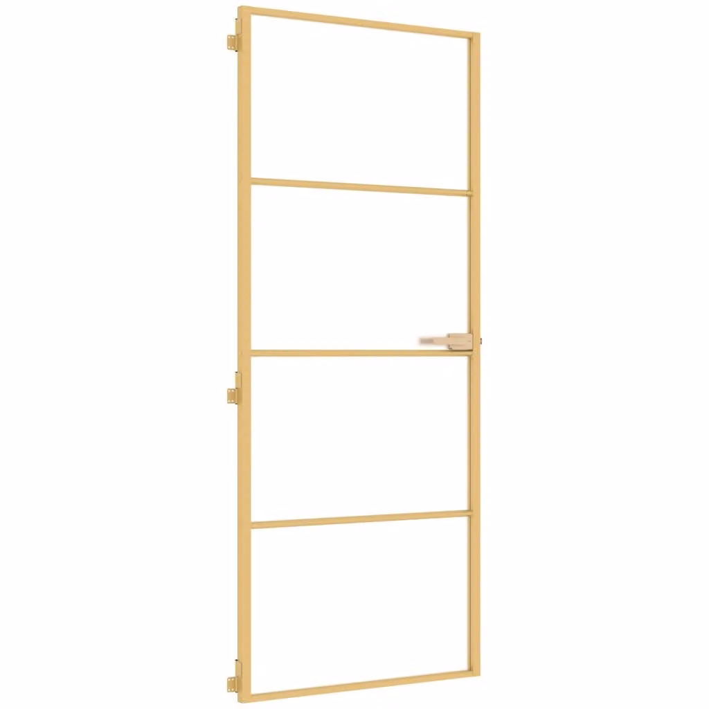 Porta Interni Sottile Oro 83x201,5cm Vetro Temperato Alluminio