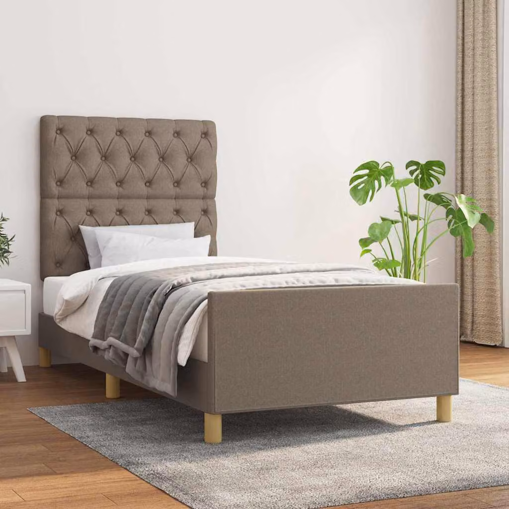 vidaXL Giroletto senza Materasso in Legno di Larice e Tessuto Beige, L/P/H: 80 x 200 cm – 1