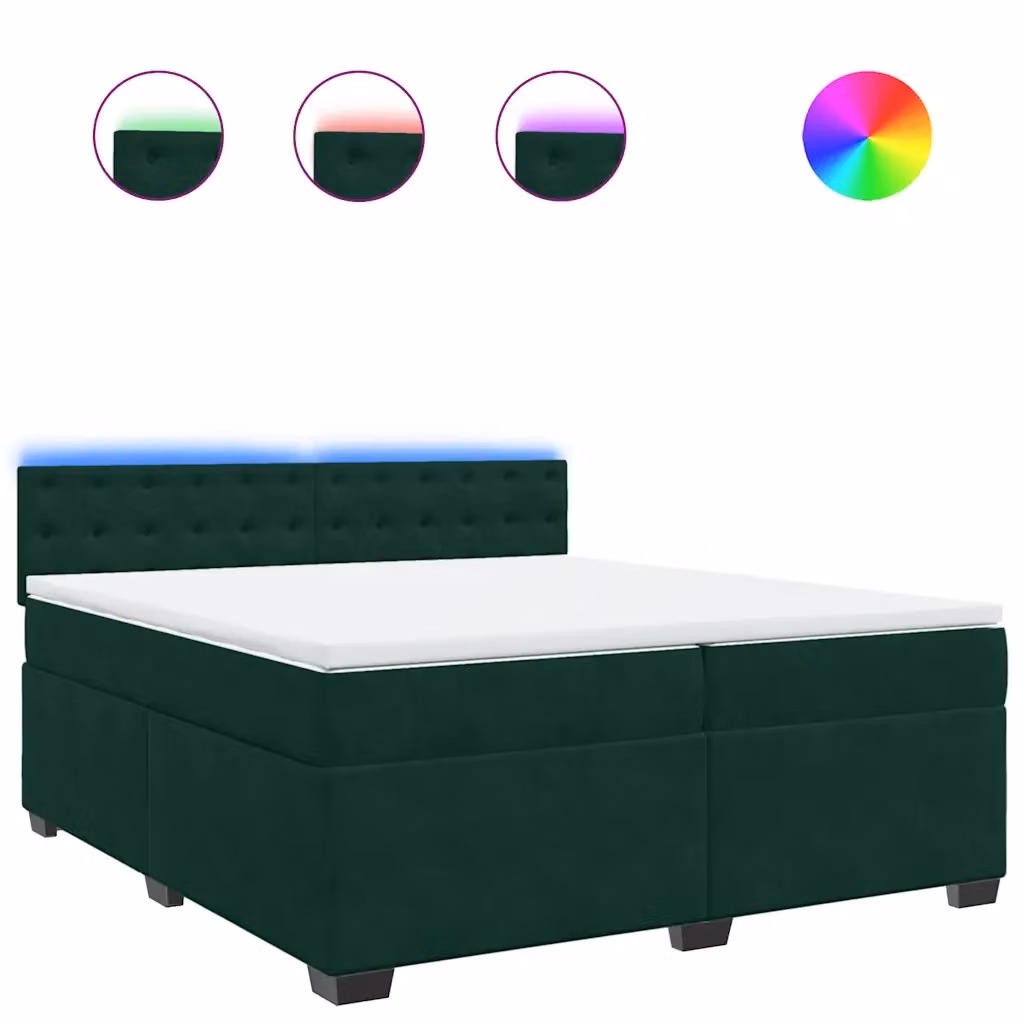 Letto Ibrido con Struttura in Legno di Pino e Rivestimento in Velluto Verde e Bianco vidaXL L/P: 200 x 200 cm – 2