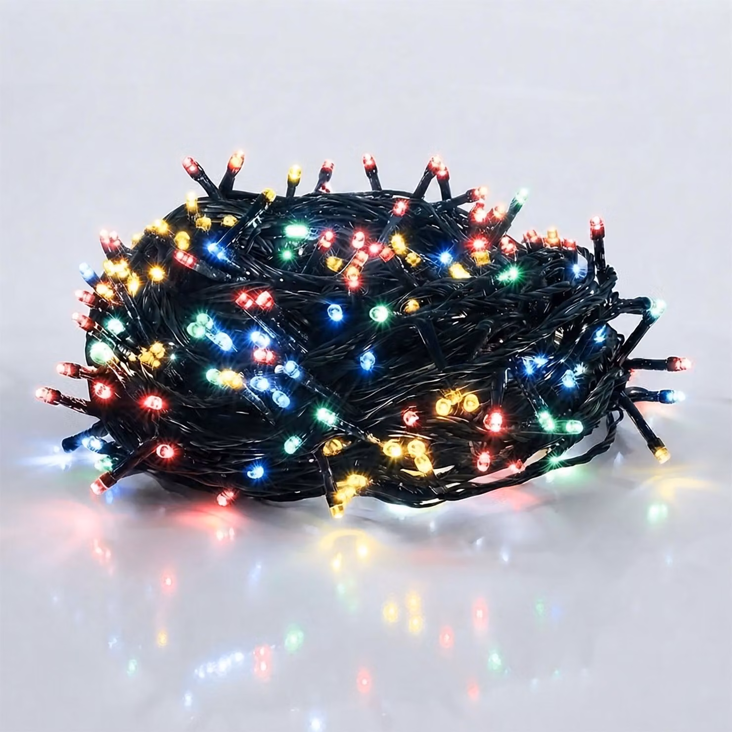 Catena luminosa natalizia a LED, multicolore - 120 LED / 12 metri - Illuminazione decorativa per esterni con timer