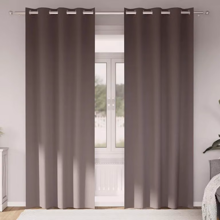 Set di 2 tende blackout vidaXL con anelli in poliestere, colore marrone, H 225 x L 140 cm