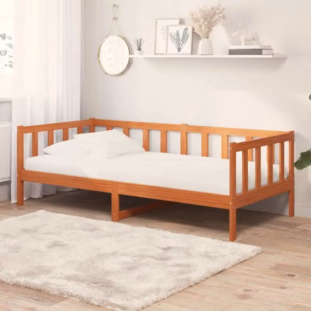 Letto Giorno con materasso-Divano Letto Marrone e Bianco Laccato 90 x 200 cm