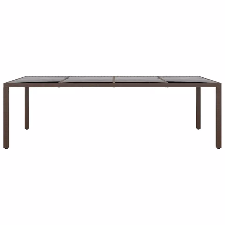 Tavolo da Giardino con Piano Vetro Marrone in Polyrattan