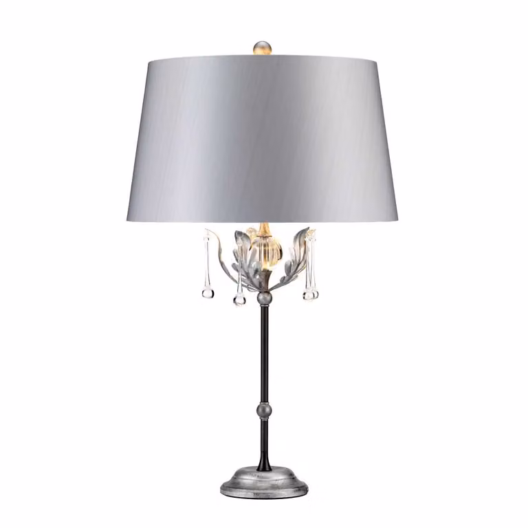 Lampada da tavolo con paralume Amarilli argento-nero 1xE27x60W in tessuto, dimensioni: 72x43x19 cm, IP20, Elstead