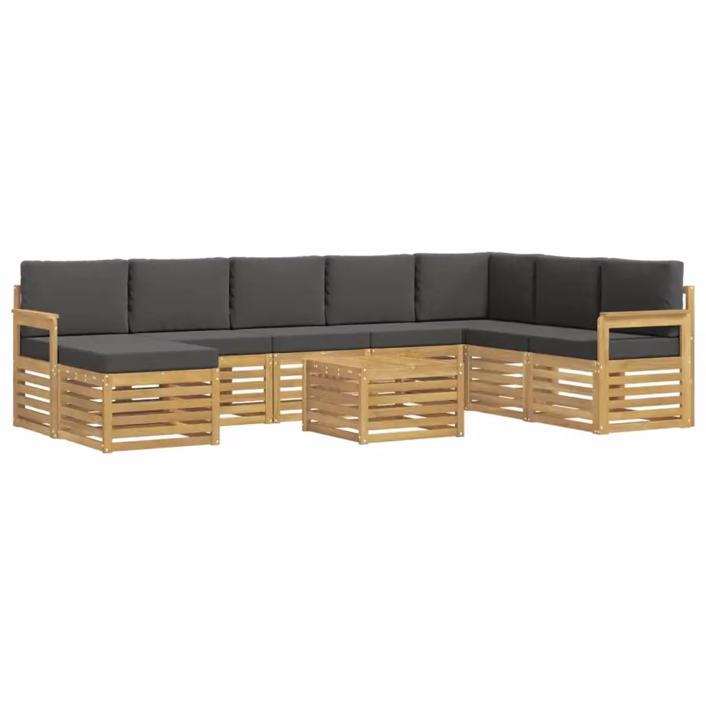 Set di divani ad angolo vidaXL in legno di acacia massello con cuscini grigi per giardino e terrazzo – 2