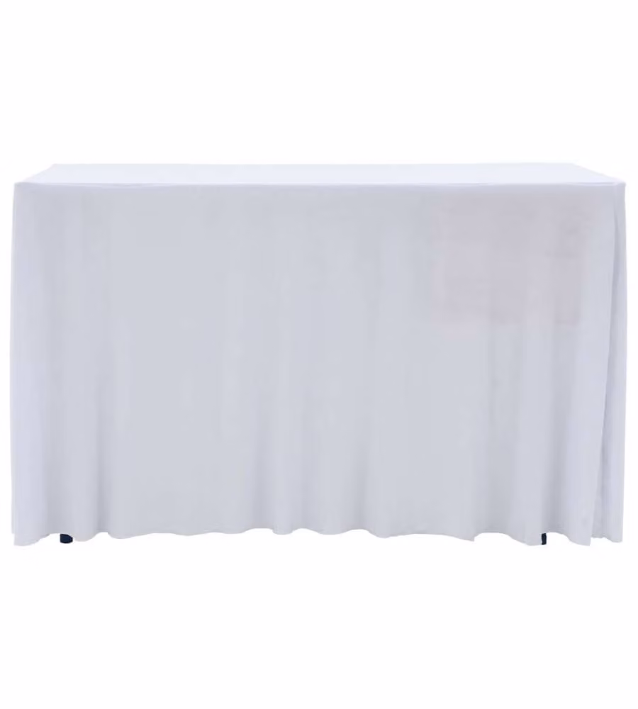Copertura Elastica per Tavolo con Gonna 2pz 120x6,5x74cm Bianco