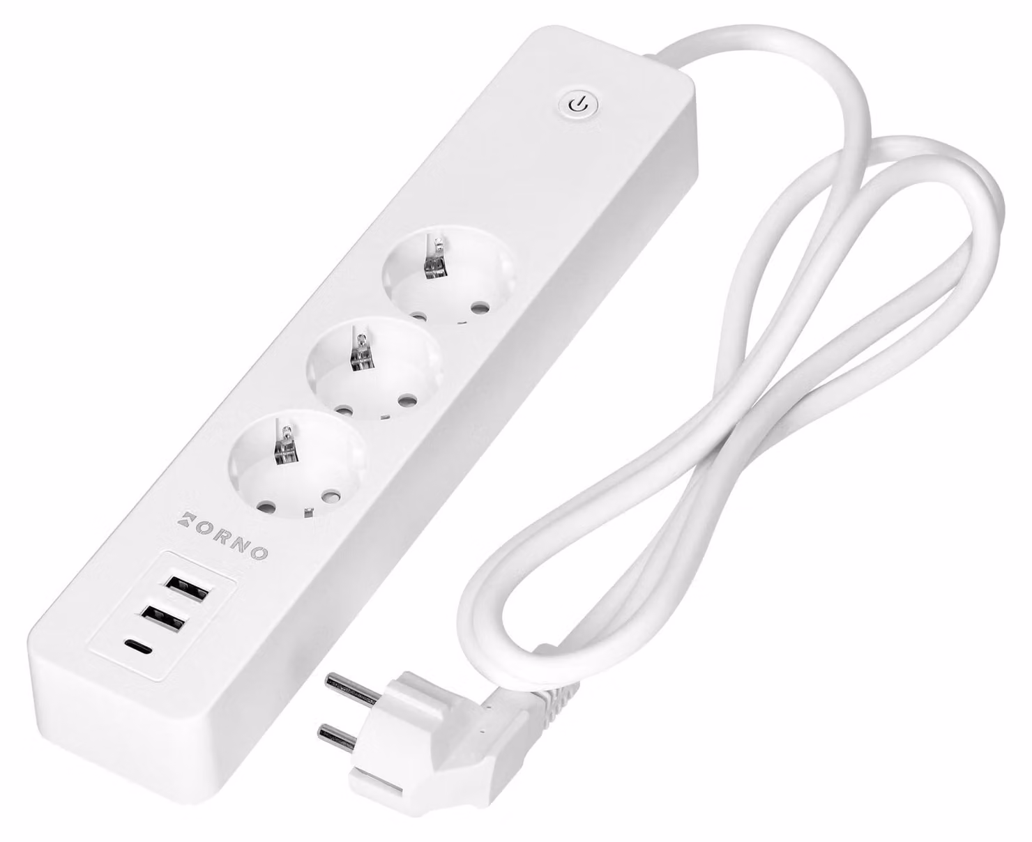 Prolungitore ORNO, 3 prese, 2x USB, Wi-Fi, bianco