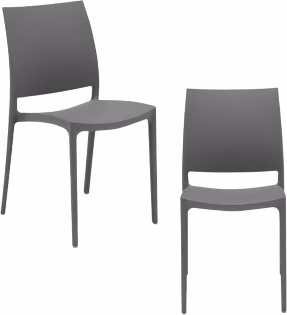 Set di 2 sedie impilabili MOON Redokasa in polipropilene resistente ai raggi UV, design moderno per cucina, sala da pranzo o giardino, colore Grigio opaco – 1