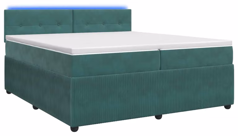 Letto a molle con materasso verde scuro 200 x 200 cm in velluto