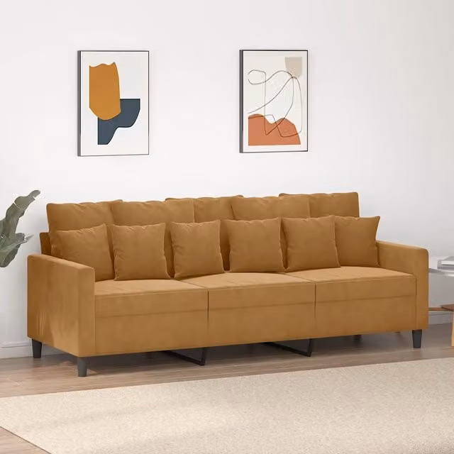 Divano a 3 Posti-Sofa 3 Posti Marrone 180 cm in Velluto 885898