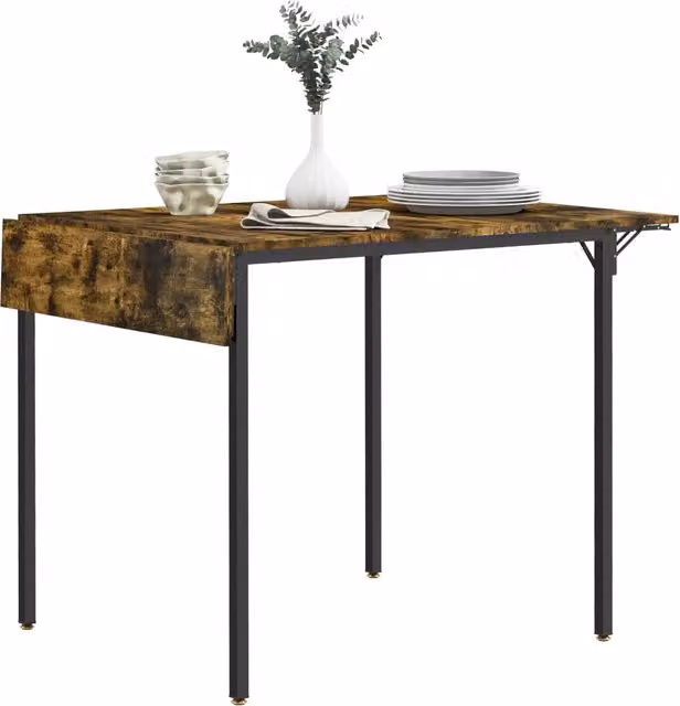 Tavolo da pranzo allungabile XYLO in stile industriale con 2 ribaltabili, colore marrone, L/P/H: 160 x 80 x 79 cm