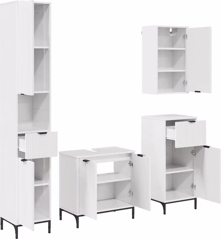 SYFAX™ Set di mobili per il bagno con cassetto con porta Bianco Lucido