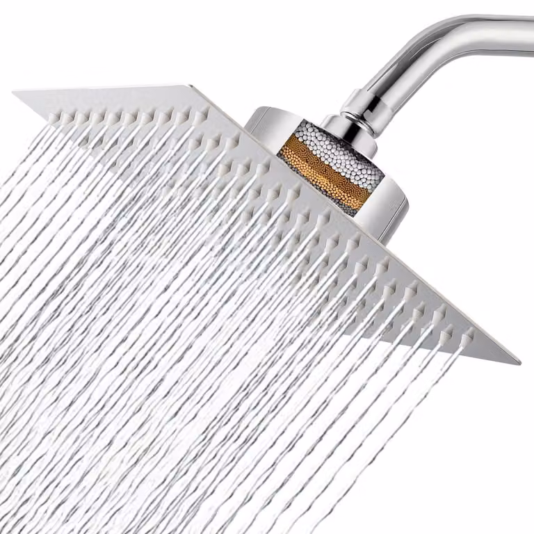 Doccia filtrata da 20 cm, soffione a pioggia cromato con filtro a 20 stadi