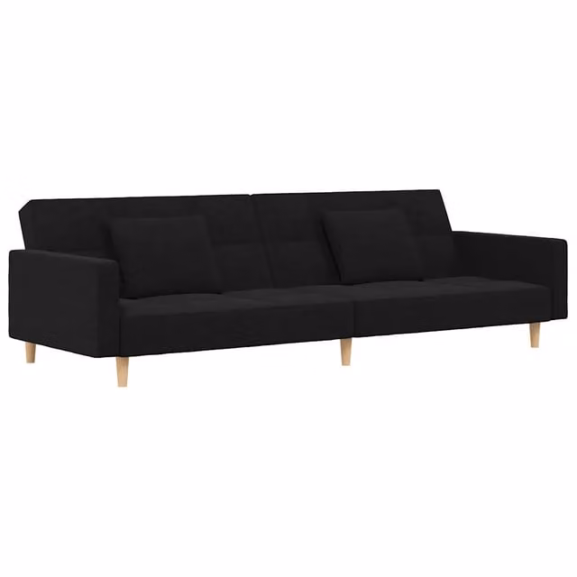 Divano letto | Sof¨¤ letto | Letto singolo a 2 Posti con 2 Cuscini Nero in Tessuto