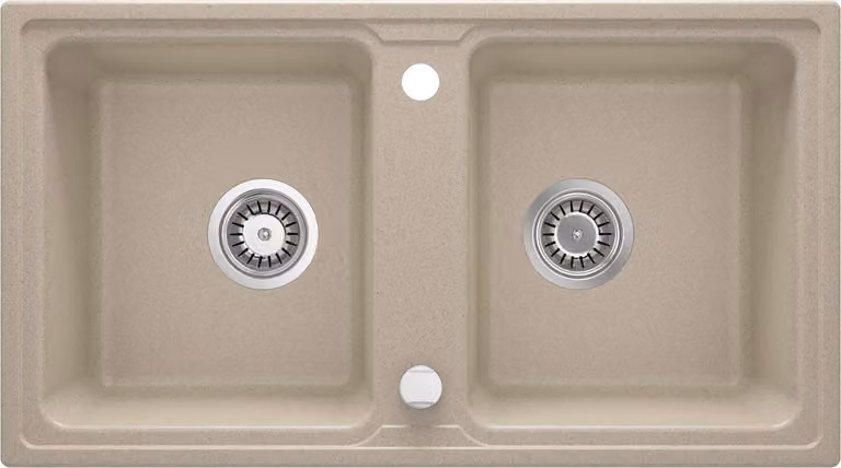 Deante - Lavello in granito ZORBA, 2 vasche, 78x43,5 cm, colore sabbia