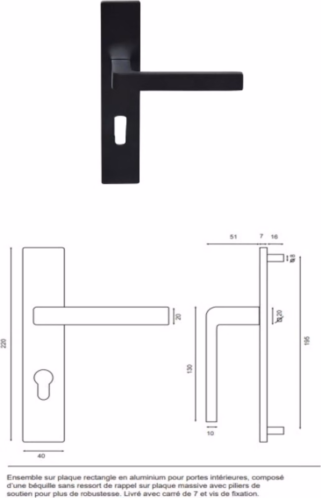Maniglia per blocco porta interna 010722no GD MENUISERIES