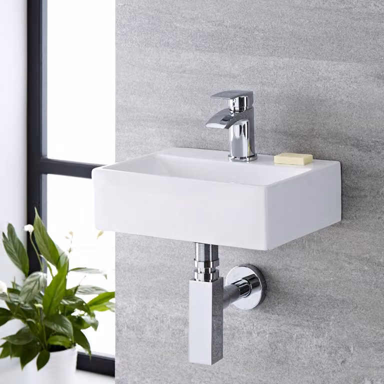Lavabo Sospeso Rettangolare Bianco 105 X 360mm - Sandford