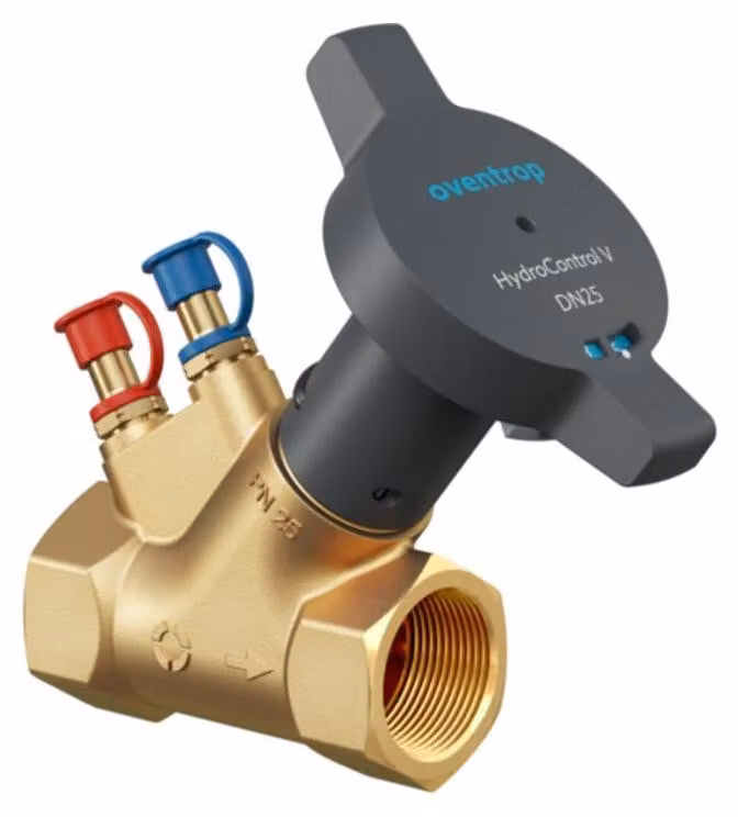 Valvola di regolazione del flusso d'aria Oventrop, modello Strangregulierventil Hydrocontrol V, diametro nominale 25, pressione nominale 25 bar, con filettatura interna/esterna, in ottone