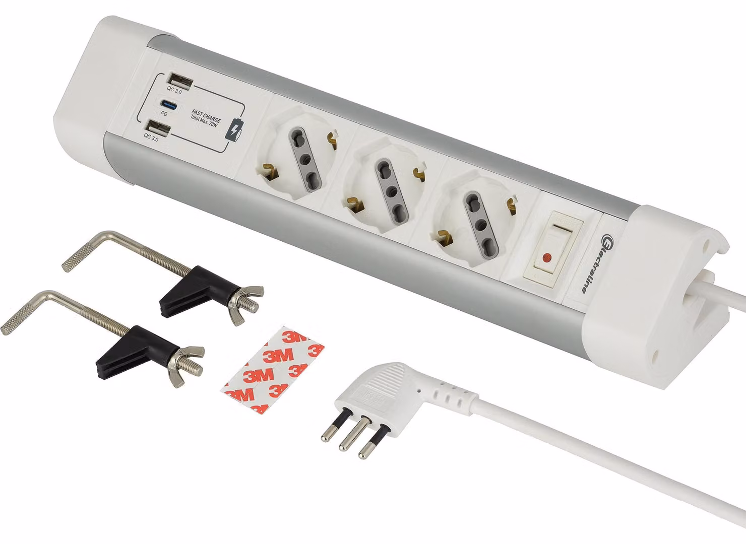 Electraline 61920: presa multipla da scrivania con 3 prese, molto versatile