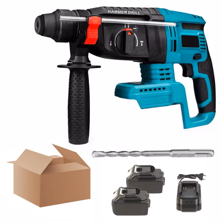 Martello perforatore, motore brushless, funzionalità 4-in-1, 2 batterie