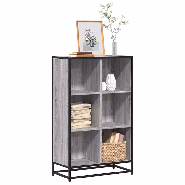 Libreria moderna vidaXL in legno e MDF Grigio, L 65,5 cm x P 33 cm x H 107,5 cm