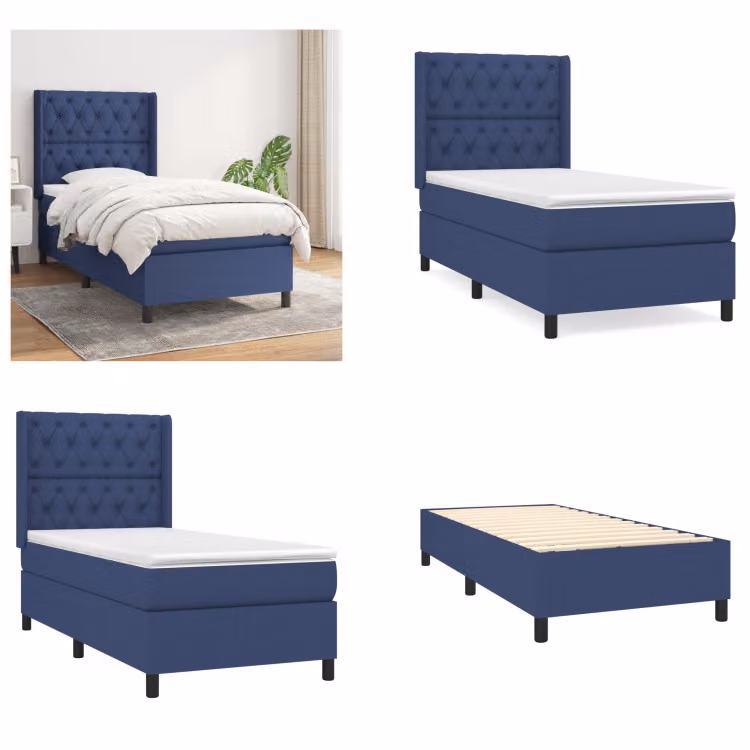 vidaXL Letto a molle con materasso blu 80x200 cm in tessuto - Letto a molle - Boxspringbetten - Bett - Schlafzimmermöbel