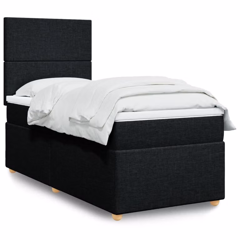 vidaXL Letto Ibrido con Materasso e Struttura Imbottita in Tessuto, L/P/H: 90 x 200 x 150,5 cm, Nero e Bianco
