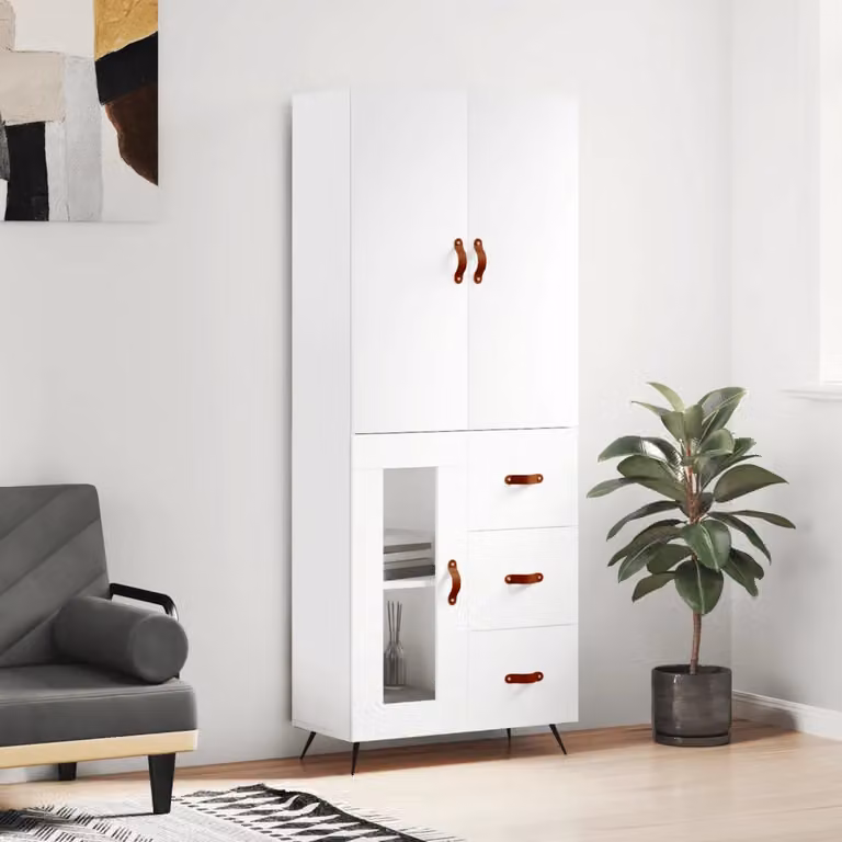 vidaXL Credenza Moderna Bianca con Ante a Battente e Ripiani Interni L/P/H: 69,5 x 34,0 x 180,0 cm